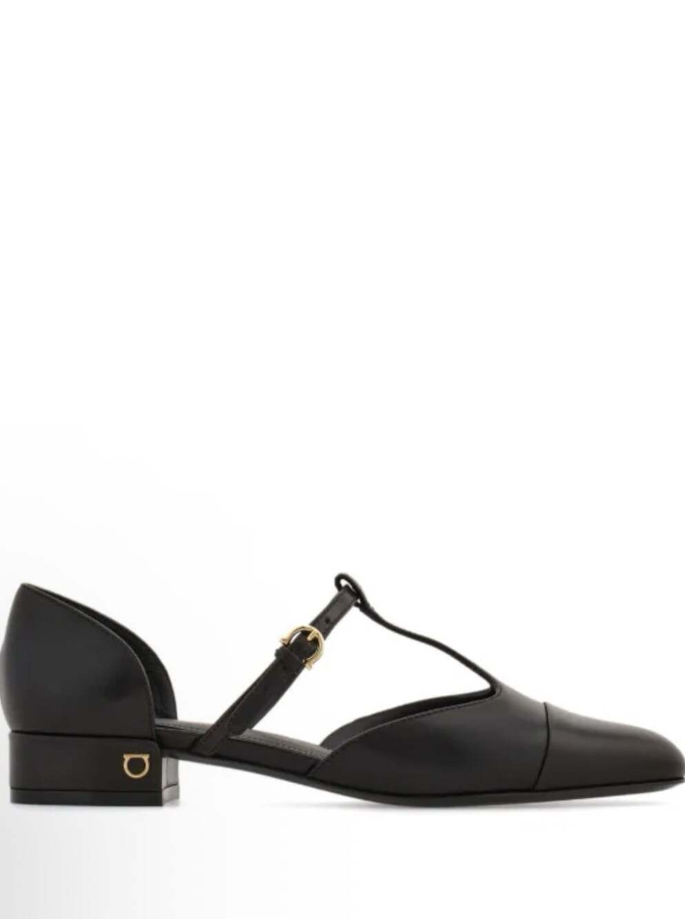 Ferragamo Linette Leather T-Strap Ballerina Flats